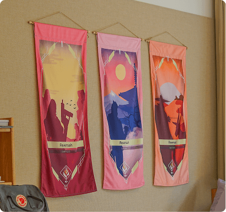 Warm banners on wall